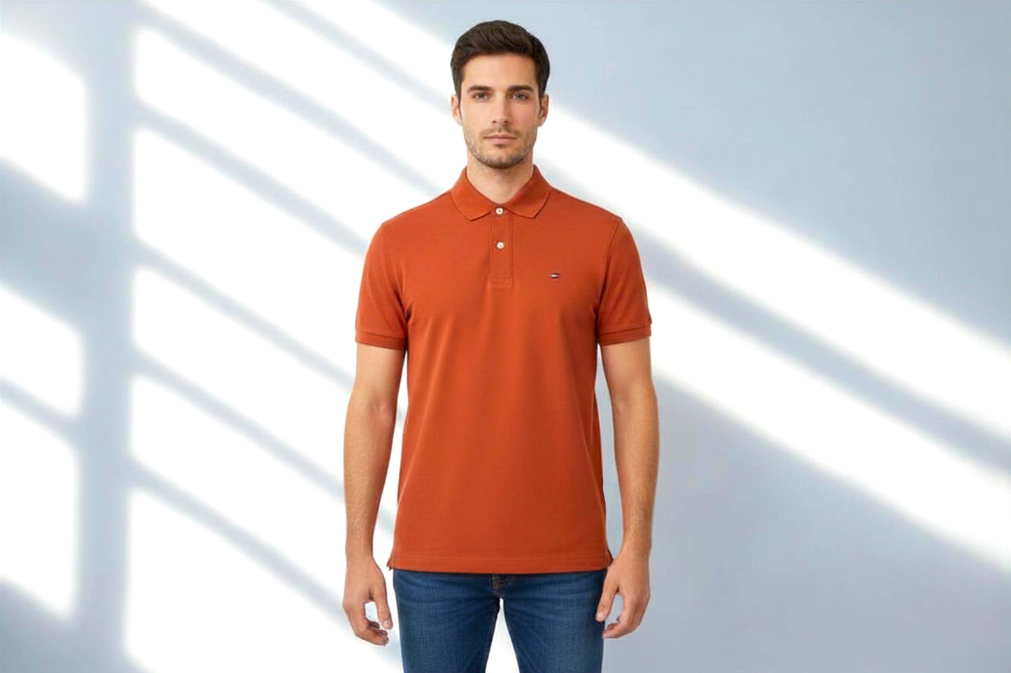 NWT Tommy Hilfiger Men's Polo Shirt Orange Coral Short Sleeve Logo Cotton Small