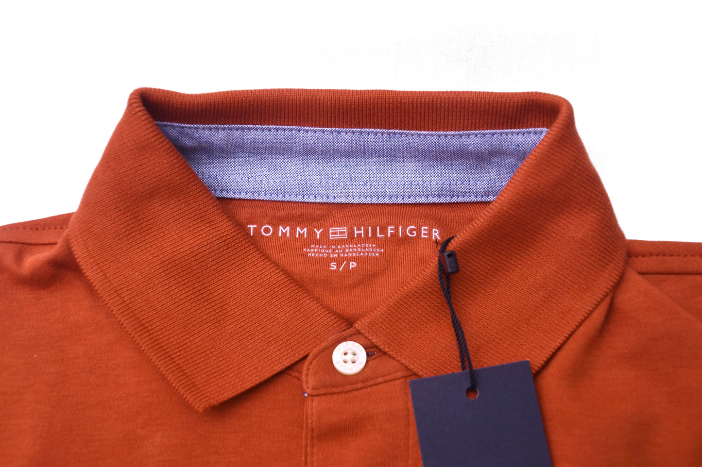 NWT Tommy Hilfiger Men's Polo Shirt Orange Coral Short Sleeve Logo Cotton Small