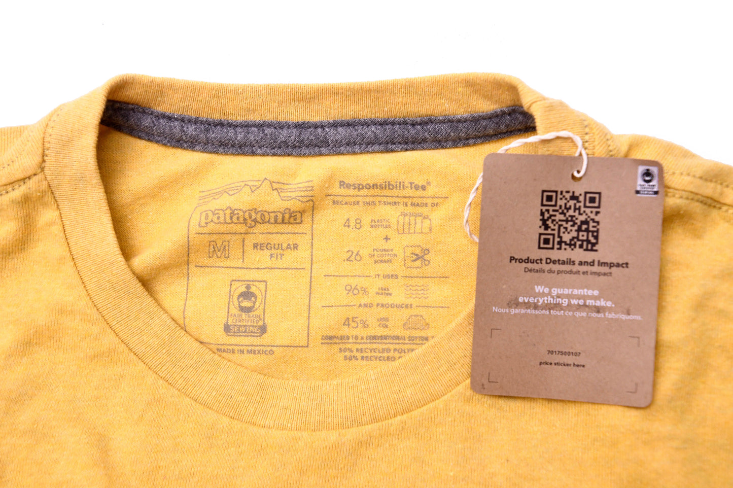Patagonia Responsibili Tee Mens Medium Yellow Logo Graphic T Shirt NWT Regular Fit