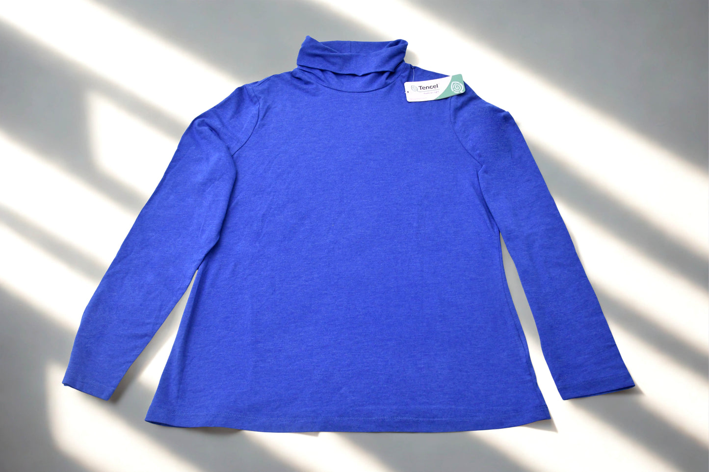 Lands' End Womens Large Blue Turtleneck Top Long Sleeve TENCEL Modal NWT