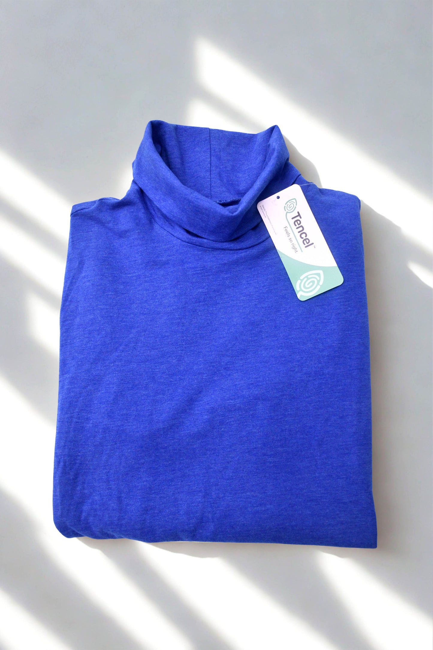 Lands' End Womens Large Blue Turtleneck Top Long Sleeve TENCEL Modal NWT