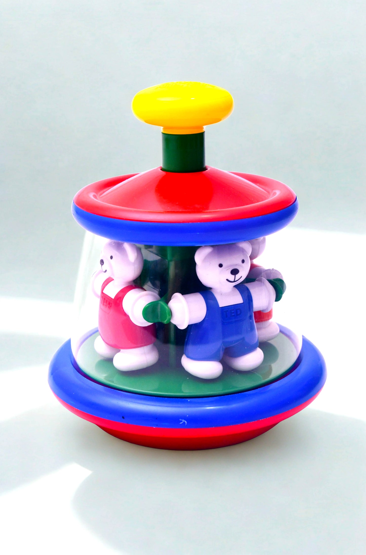 Vintage Ambi Toys Tess & Ted Pop Toy Carousel Spinning Bear Toddler Preschool Toy