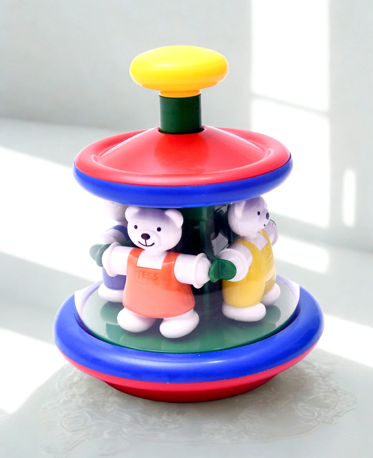 Vintage Ambi Toys Tess & Ted Pop Toy Carousel Spinning Bear Toddler Preschool Toy