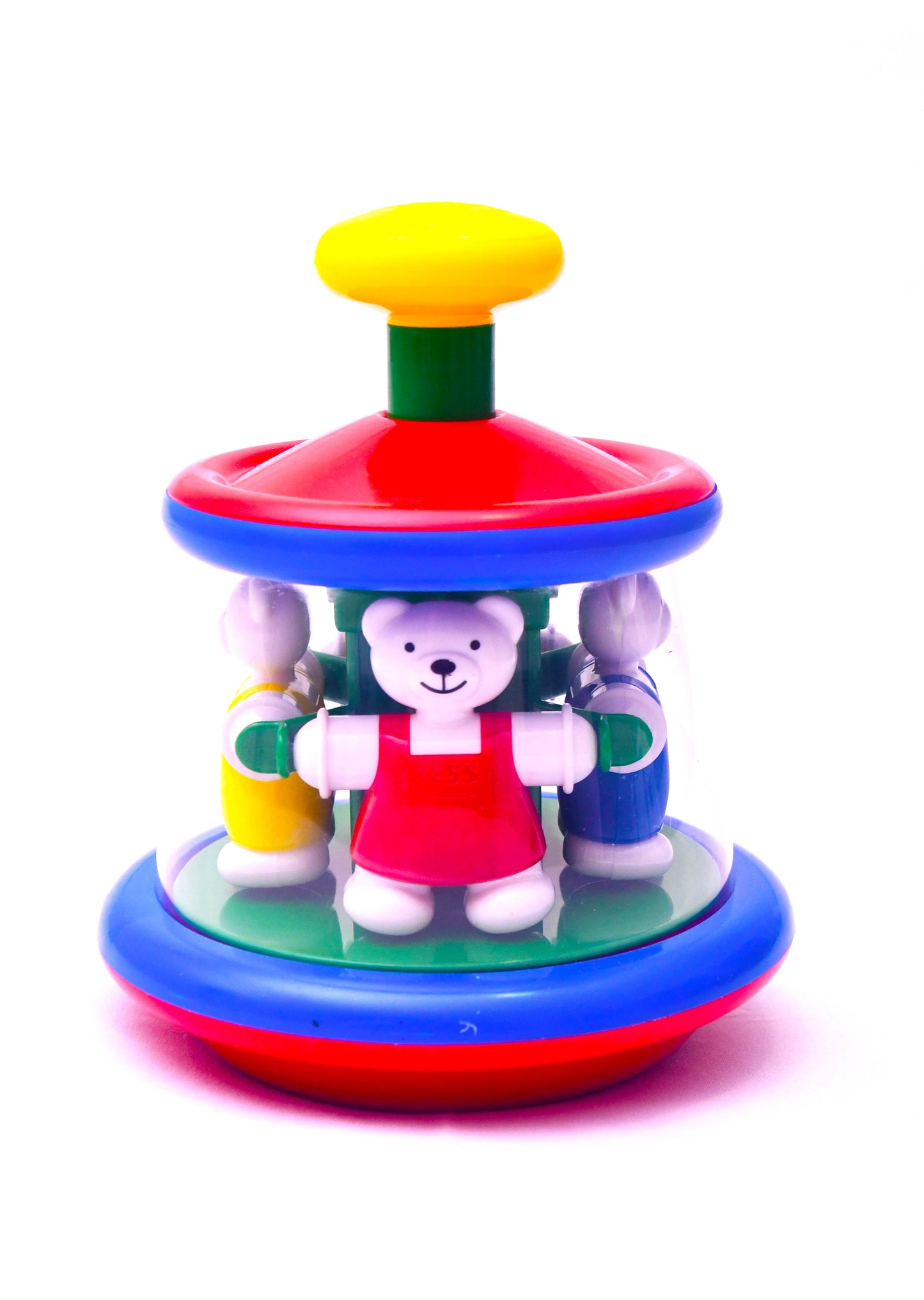 Vintage Ambi Toys Tess & Ted Pop Toy Carousel Spinning Bear Toddler Preschool Toy