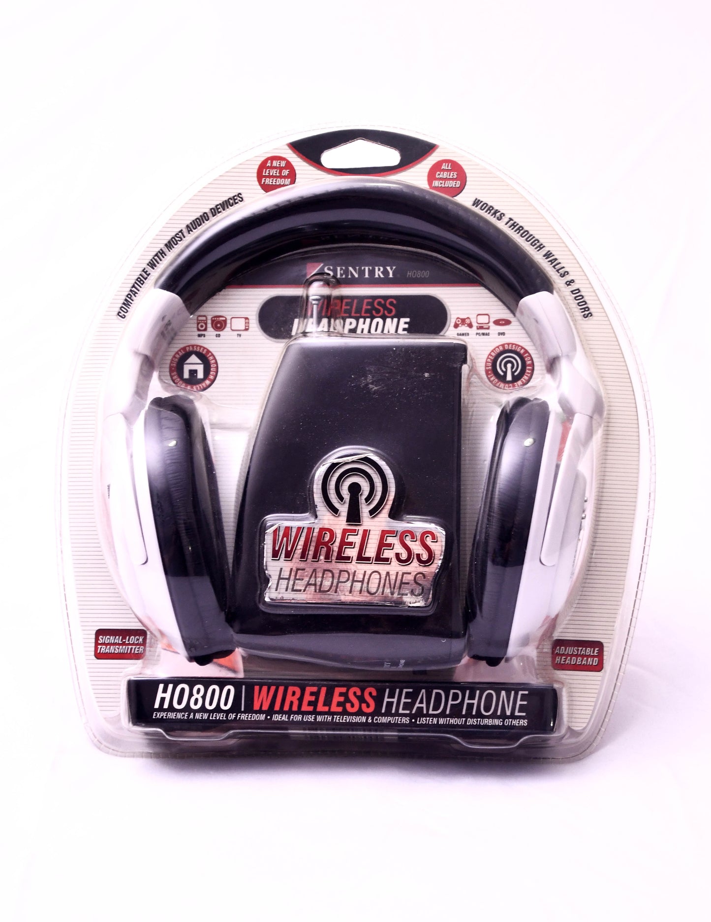 Sentry H0800 Wireless Headphones Long Range TV Computer Stereo Headset New