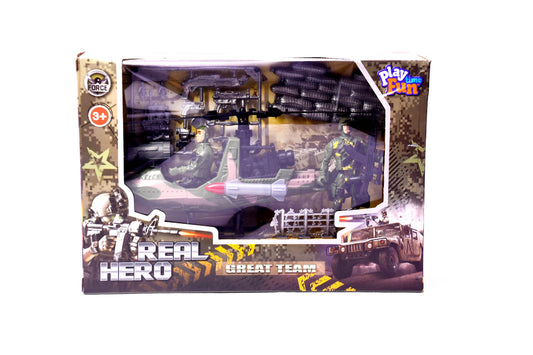 Real Hero Military Helicopter Playset Soldier Figures Weapons Accessories 3+ New
