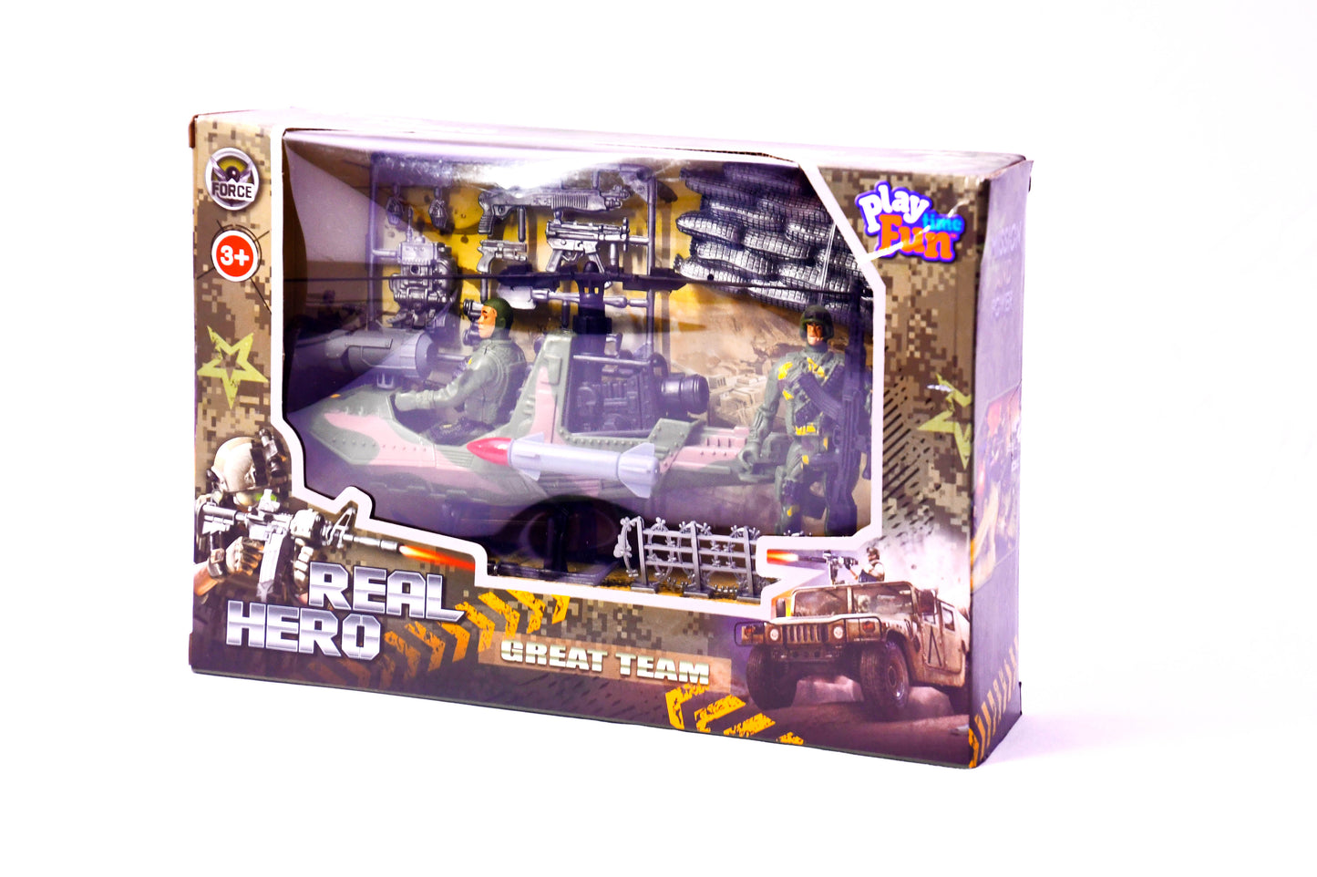 Real Hero Military Helicopter Playset Soldier Figures Weapons Accessories 3+ New