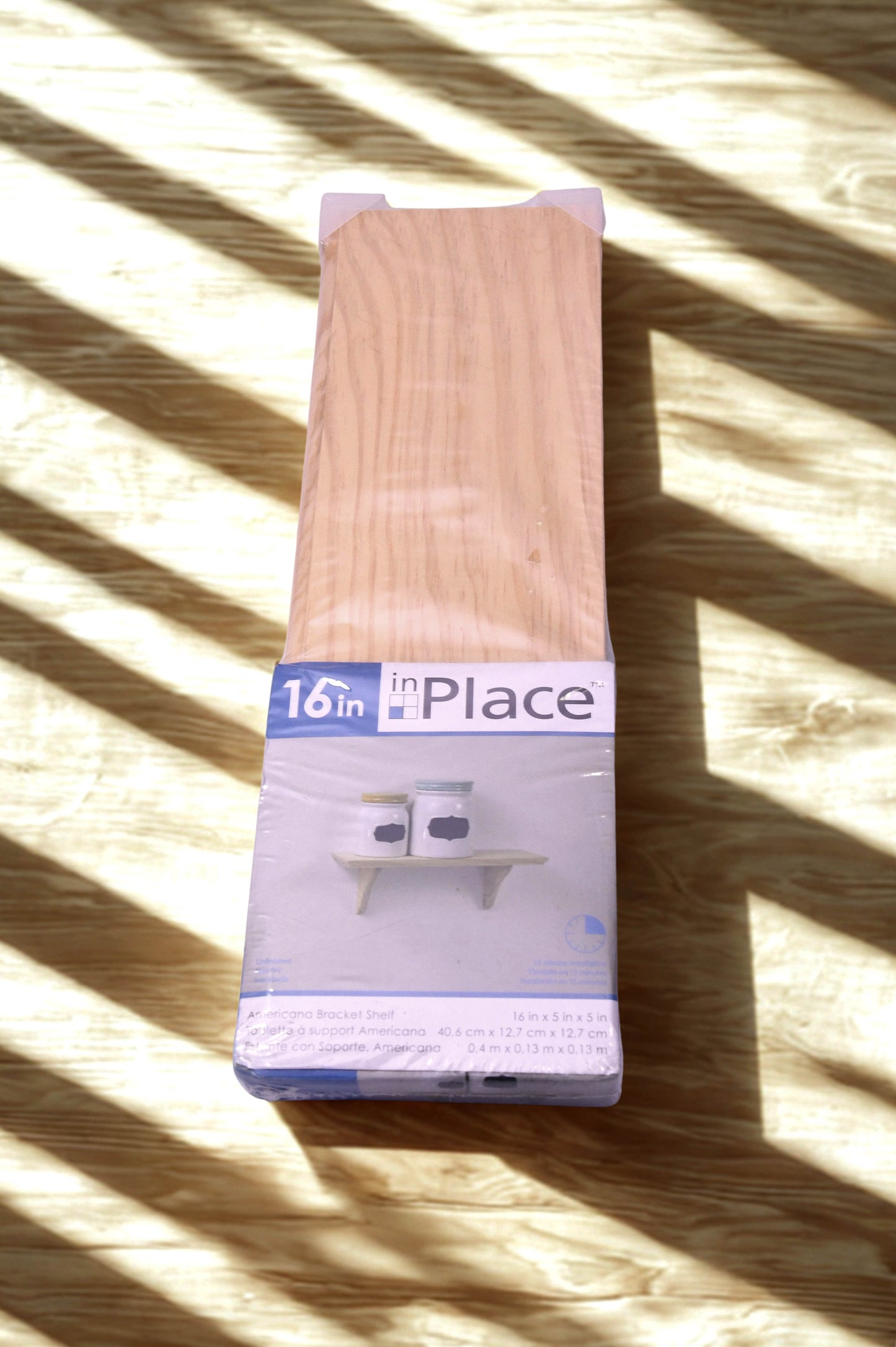 inPlace 16in Americana Bracket Shelf Unfinished Wood Wall Shelf 16 x 5 x 5 New