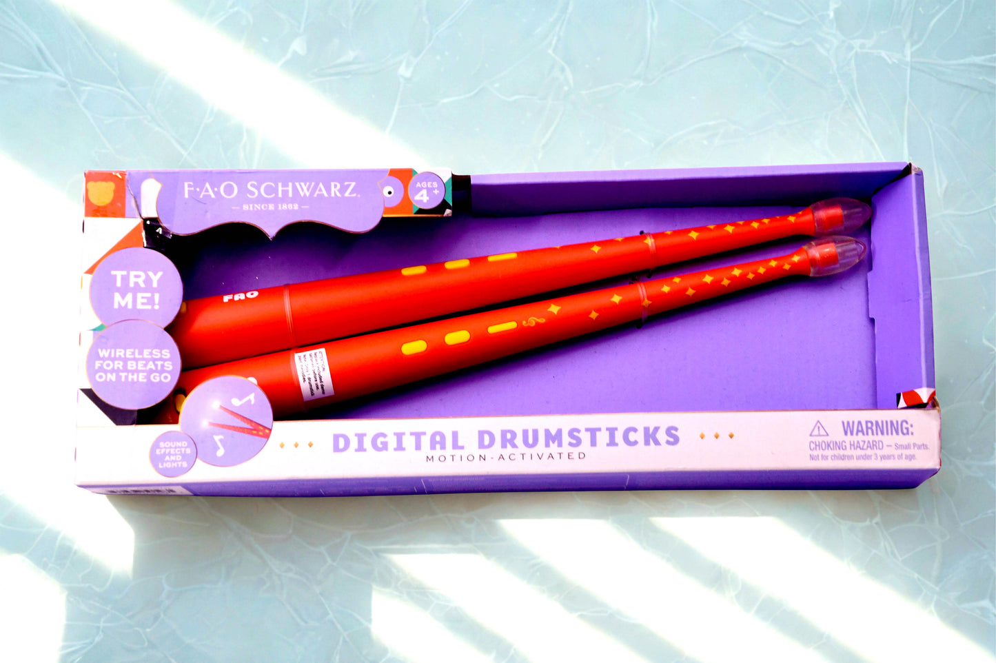 FAO Schwarz Digital Drumsticks Motion Activated Light Up Sound Effects Toy