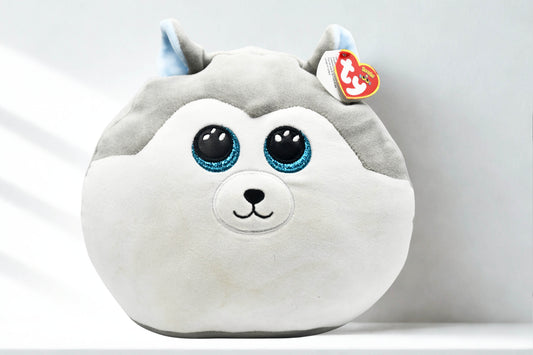Ty Squish A Boos Husky Plush Pillow Gray White Blue Eyes  w/ Tag NWT