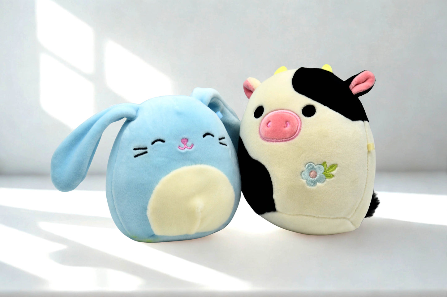 Cute Bunny & Cow Plush Stuffed Animal Set Pre-Owned Soft Kawaii Farm Plush Pair