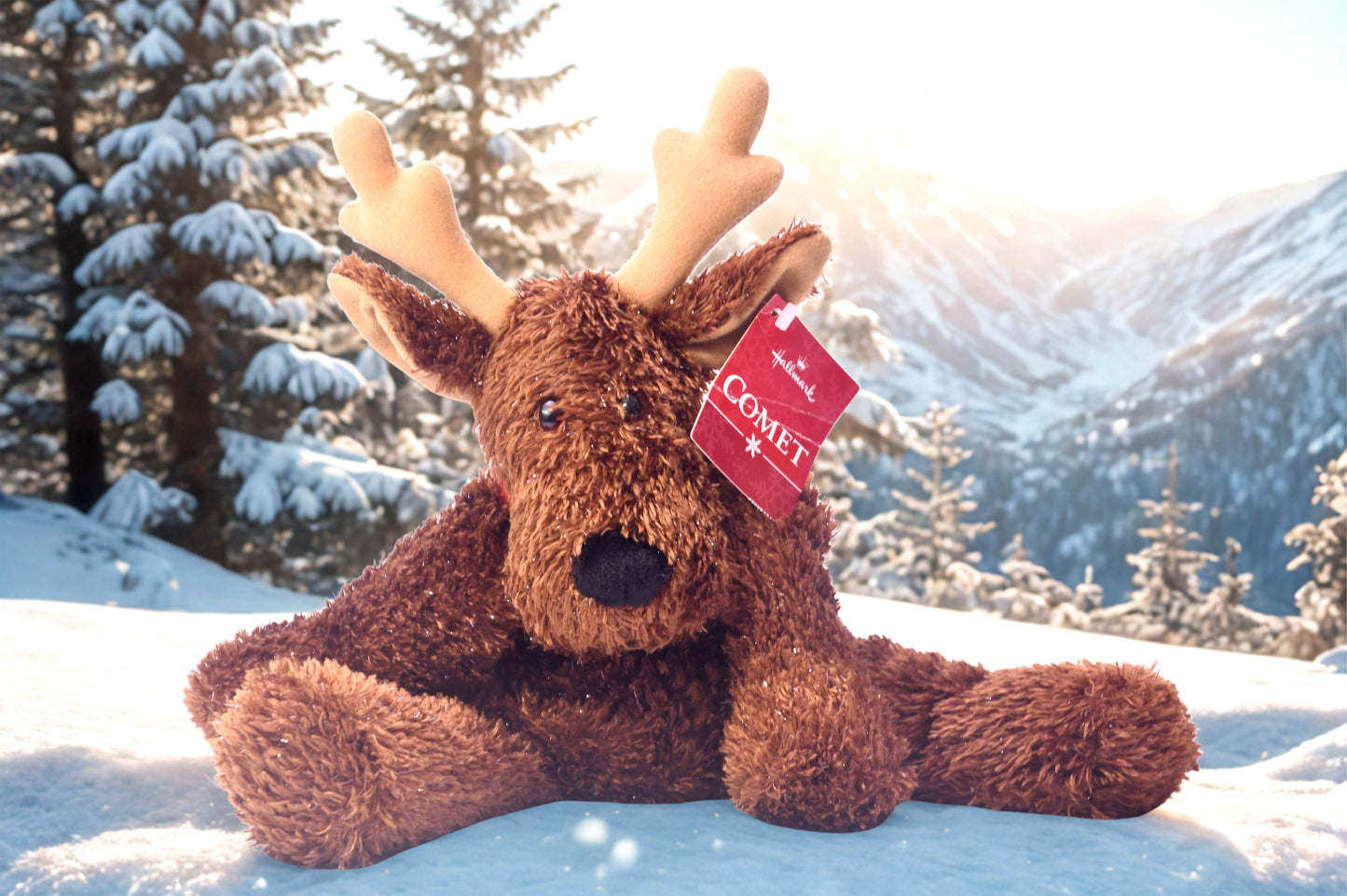 Hallmark Comet Reindeer Plush Stuffed Animal Brown Christmas Moose w/ Tag Bell