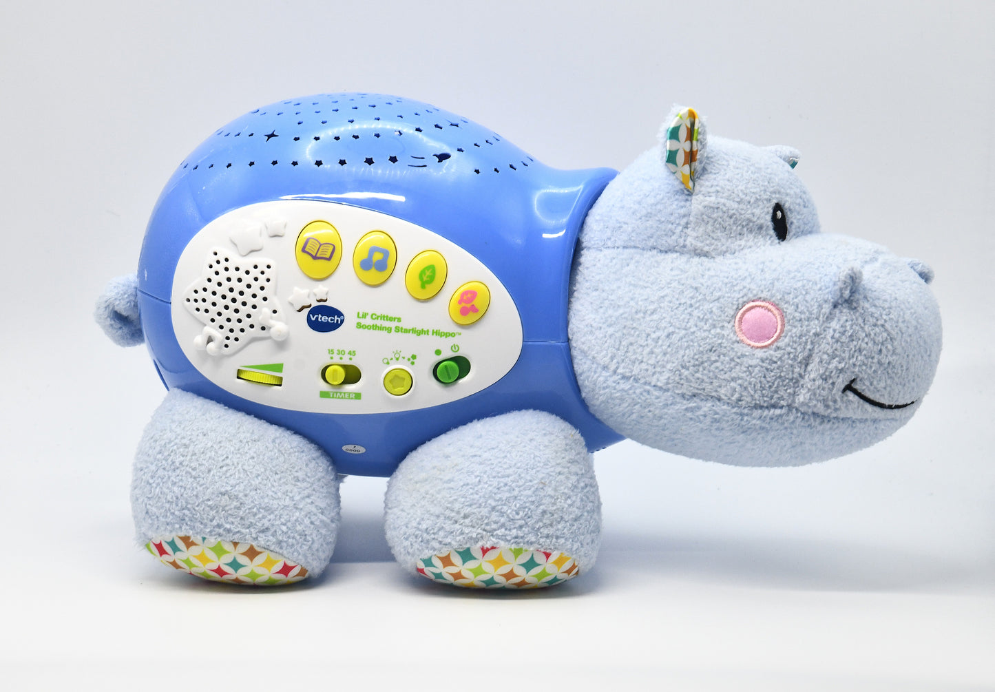 VTech Lil' Critters Soothing Starlight Hippo Baby Sleep Soother Night Light Tested