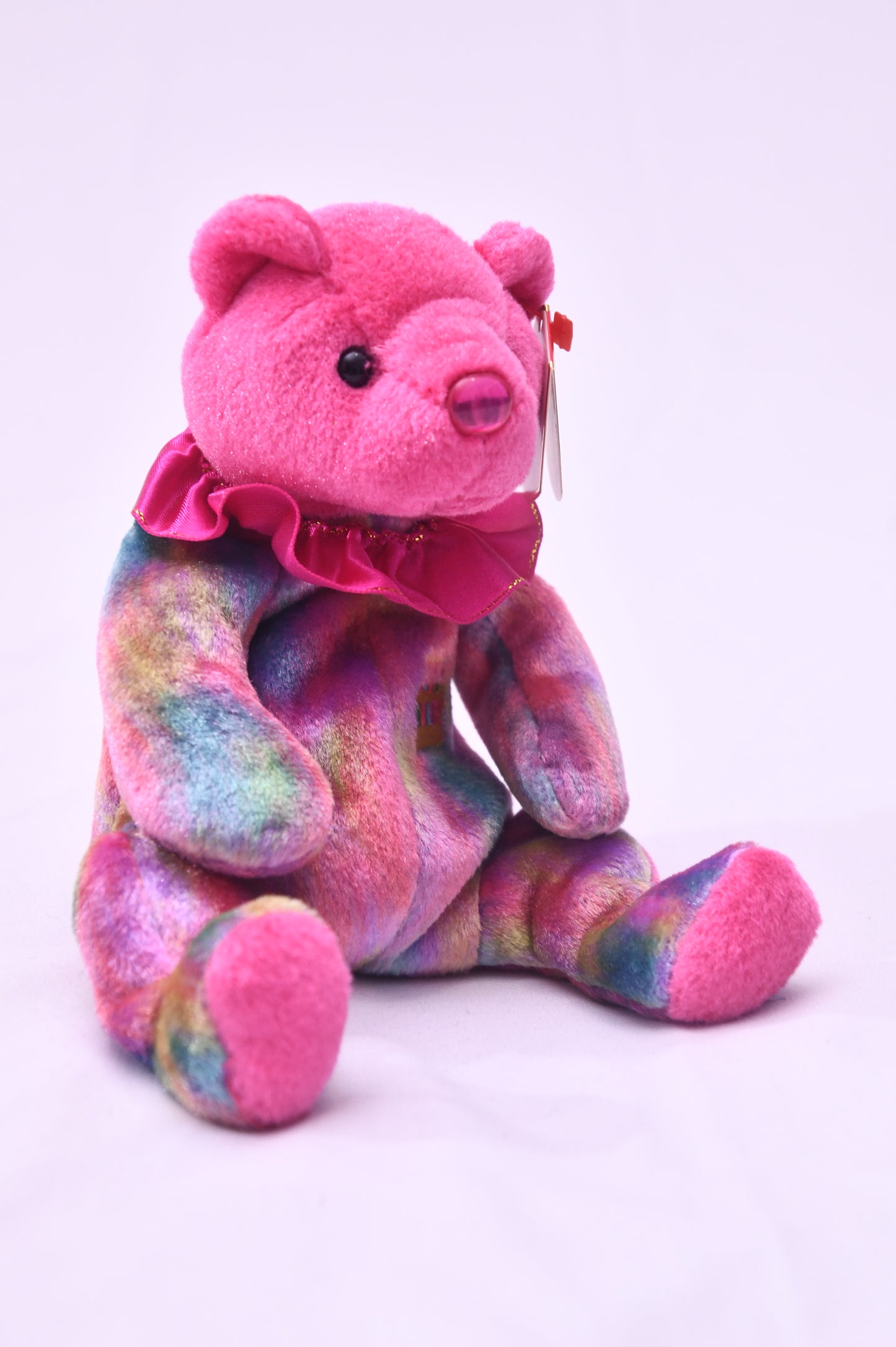 TY Beanie Babies January Birthday Bear Plush Rainbow Pink w/ Tag Birthday Beanie