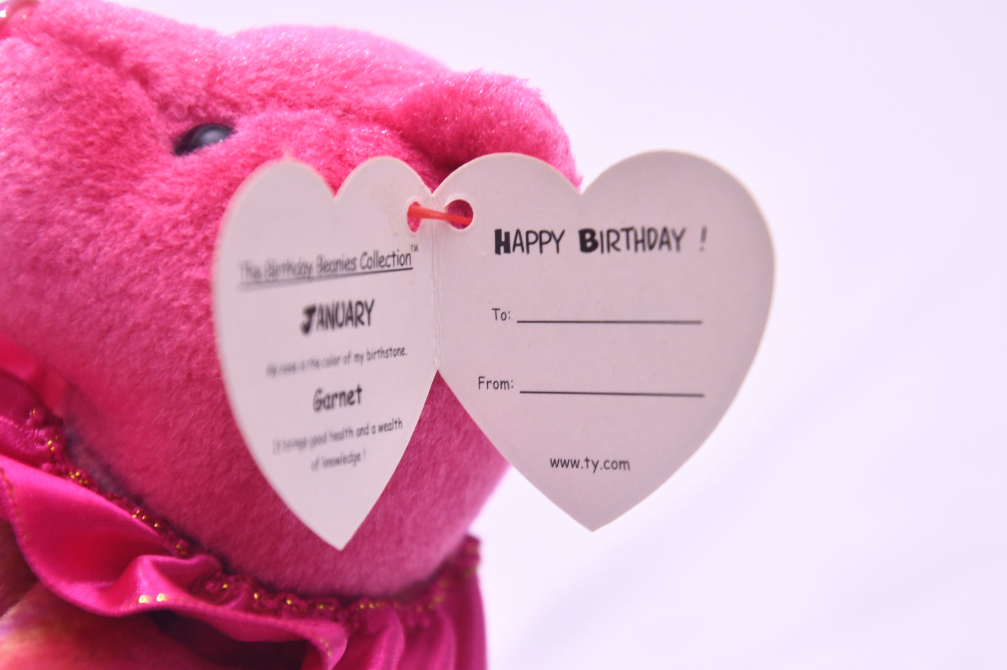 TY Beanie Babies January Birthday Bear Plush Rainbow Pink w/ Tag Birthday Beanie