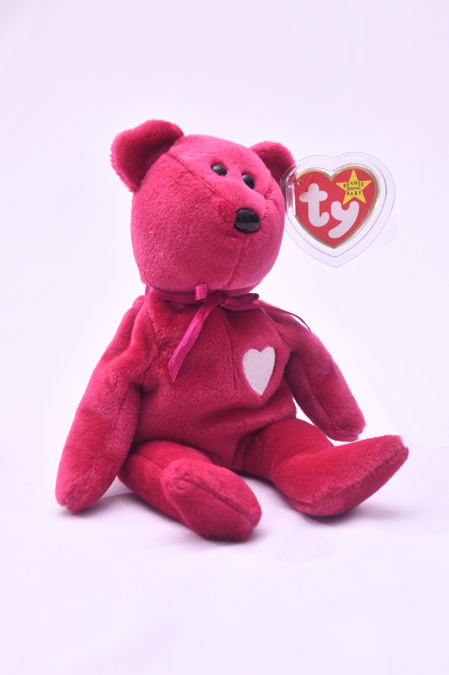 TY Beanie Baby Valentina Bear Plush White Heart w/ Tag Protector Original Valentine