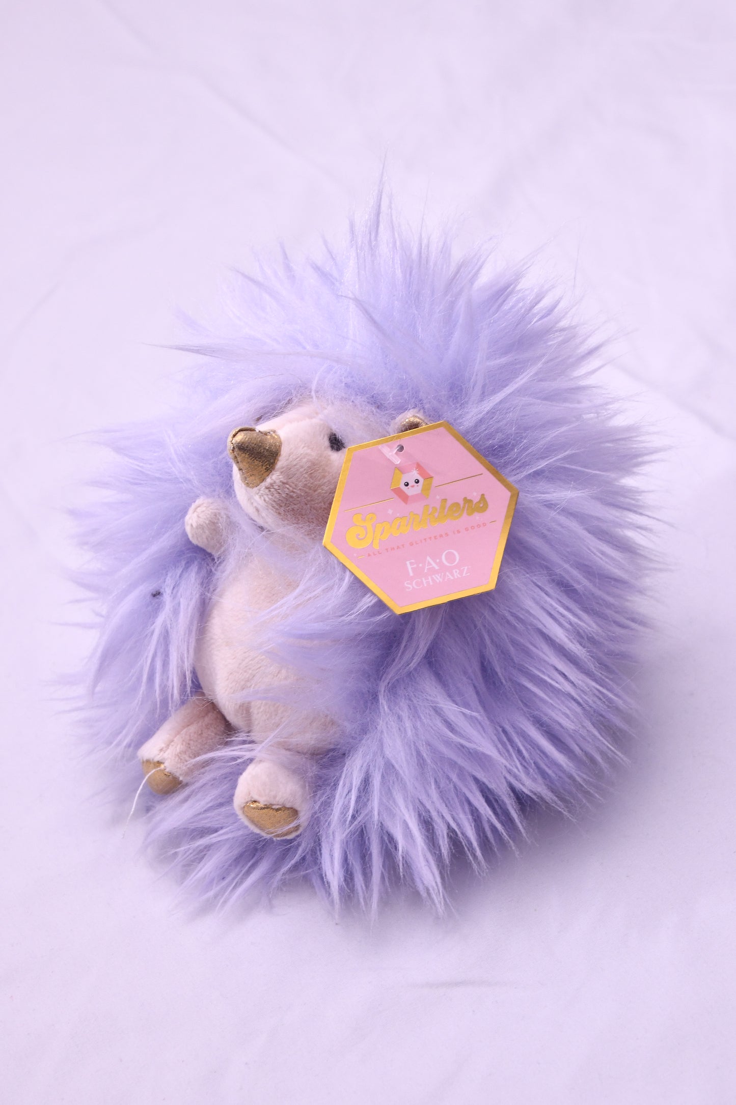 FAO Schwarz Sparklers Lavender Hedgehog Plush Stuffed Animal Purple Soft Toy NWT