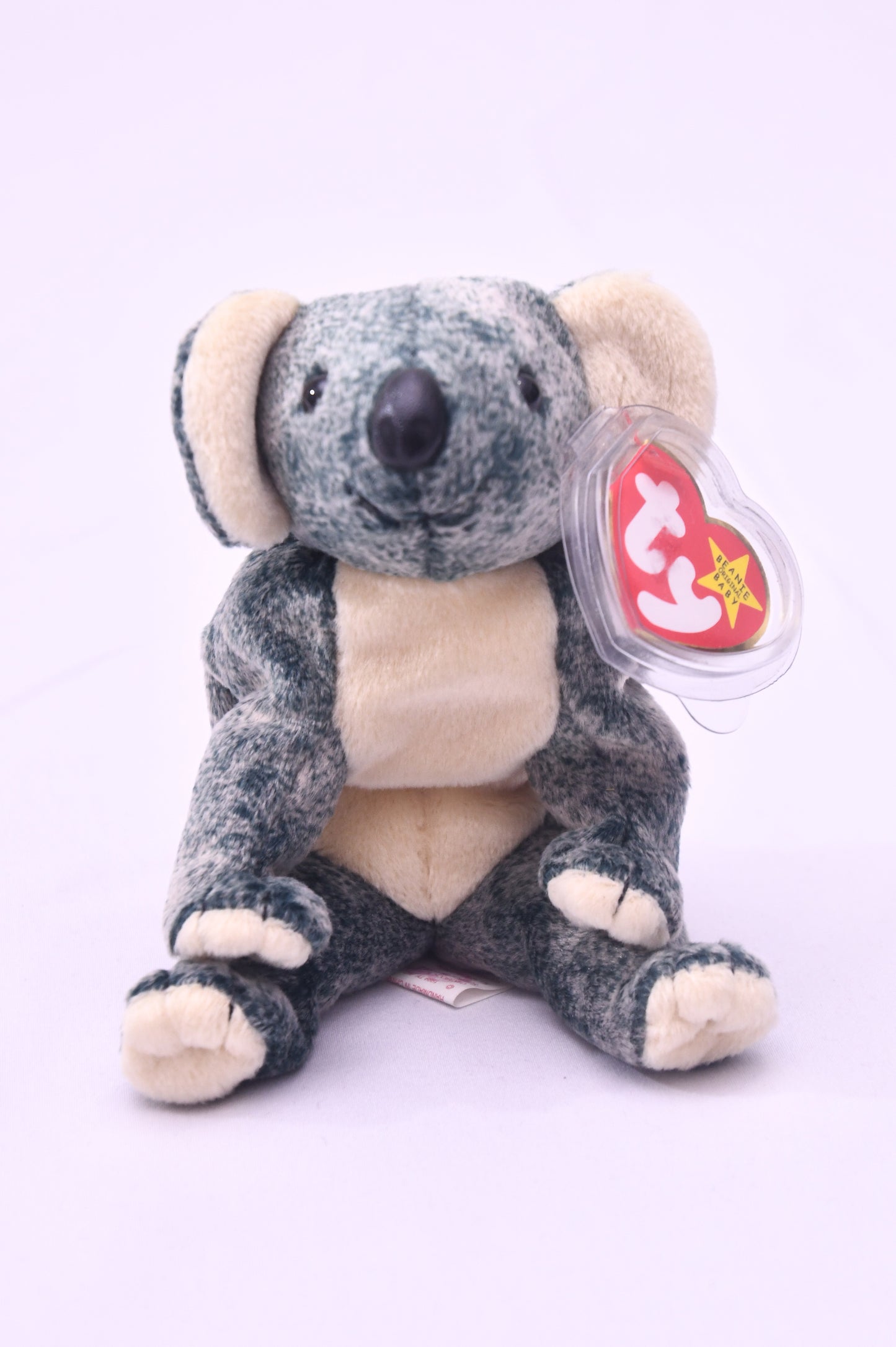 "Ty Beanie Baby Koala Plush 8" Stuffed Animal Gray Cream with Heart Tag 2003"