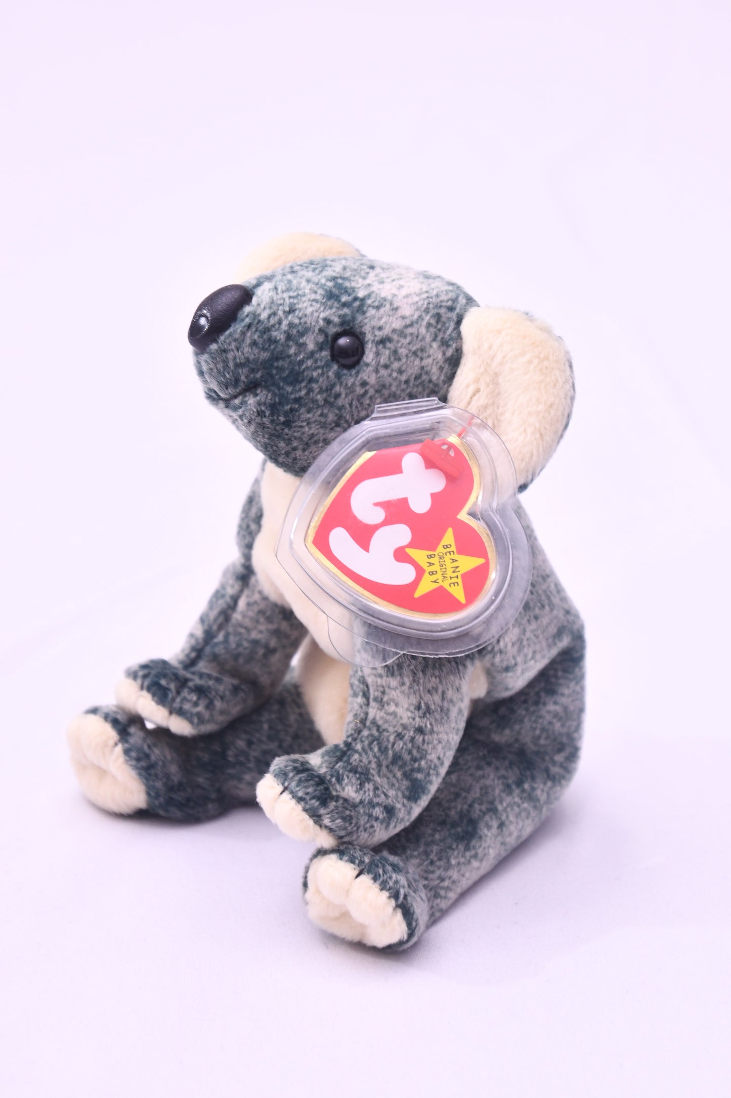 "Ty Beanie Baby Koala Plush 8" Stuffed Animal Gray Cream with Heart Tag 2003"