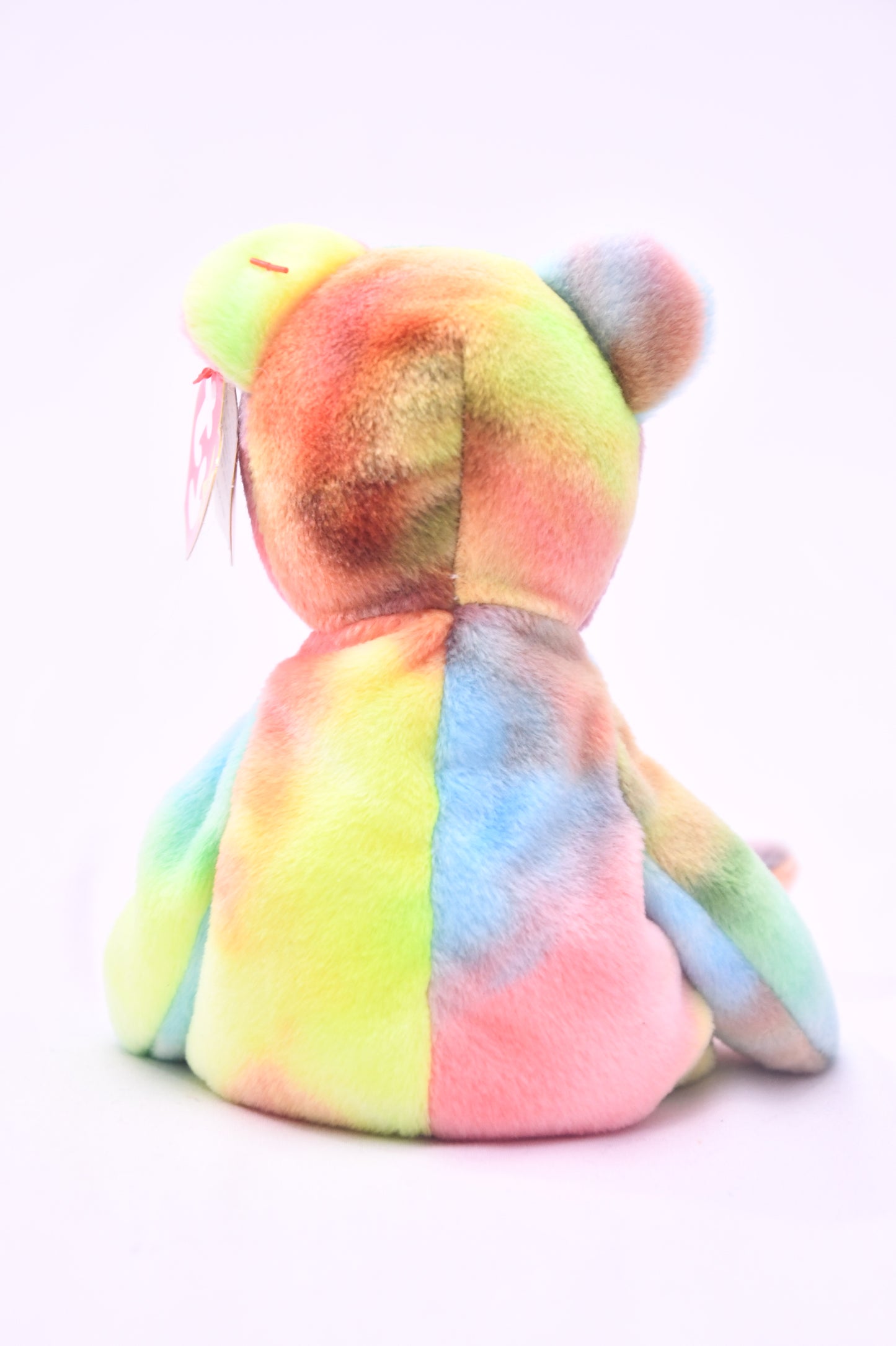 TY Beanie Baby Peace Bear Rainbow Tie Dye Plush Peace Symbol MWMT 8" Retired