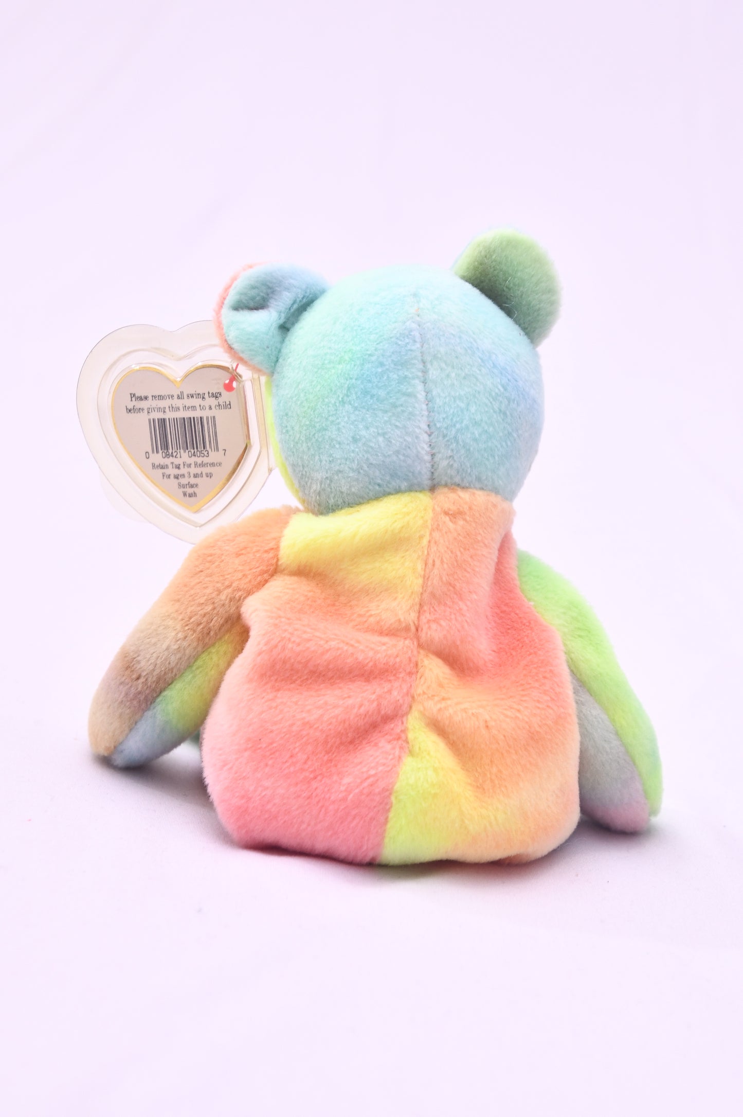 TY Beanie Baby Peace Bear Rainbow Tie Dye Plush w/ Tag Peace Symbol Stuffed Animal