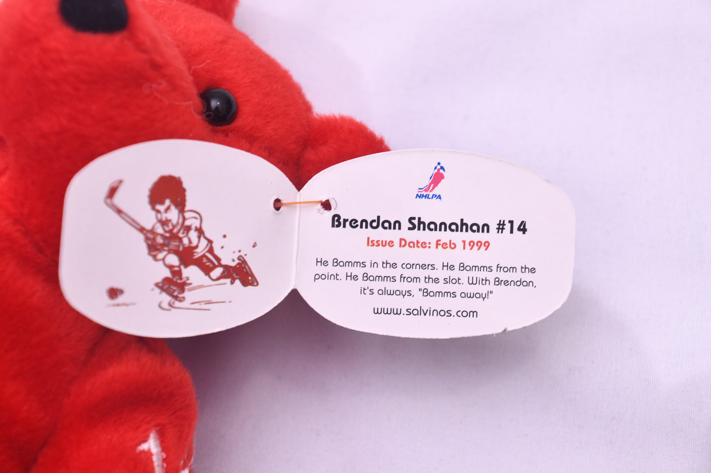 1999 Salvino's Bammers Brendan Shanahan #14 Red Wings Plush Bear w/ Tags NHLPA