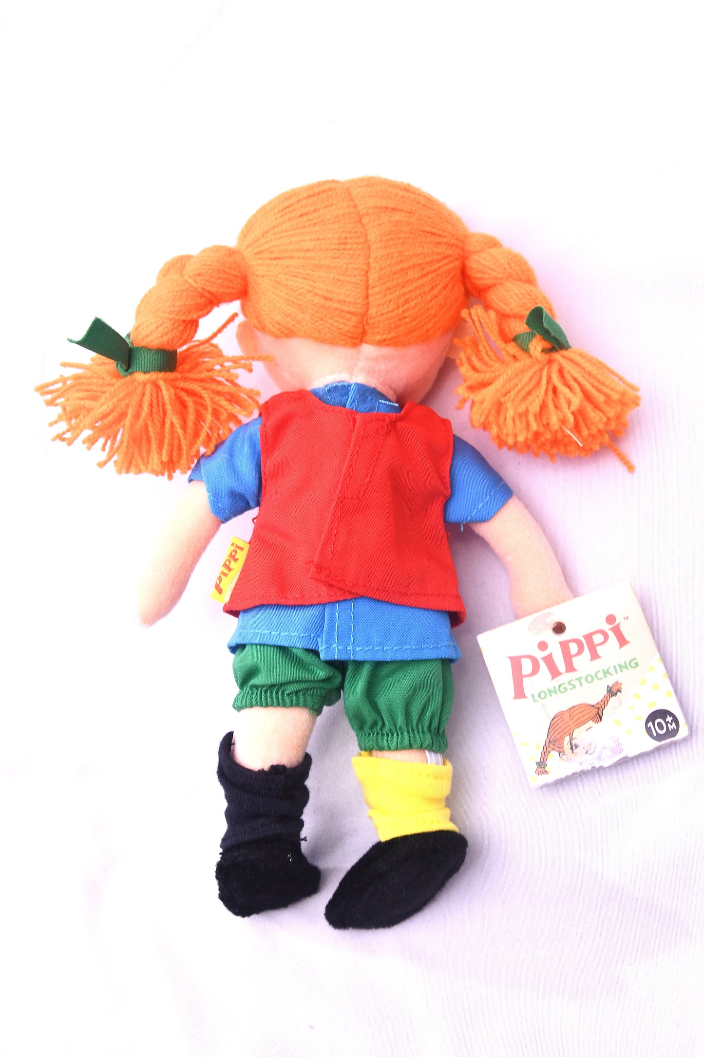 Pippi Longstocking Plush Doll 8" Soft Stuffed Toy NWT Orange Braids Astrid Lindgren