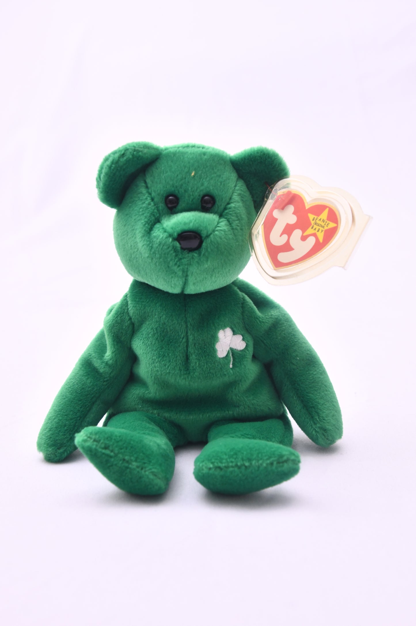 TY Beanie Baby Erin Green Bear Plush Shamrock St. Patrick's Day PVC Pellets NWT