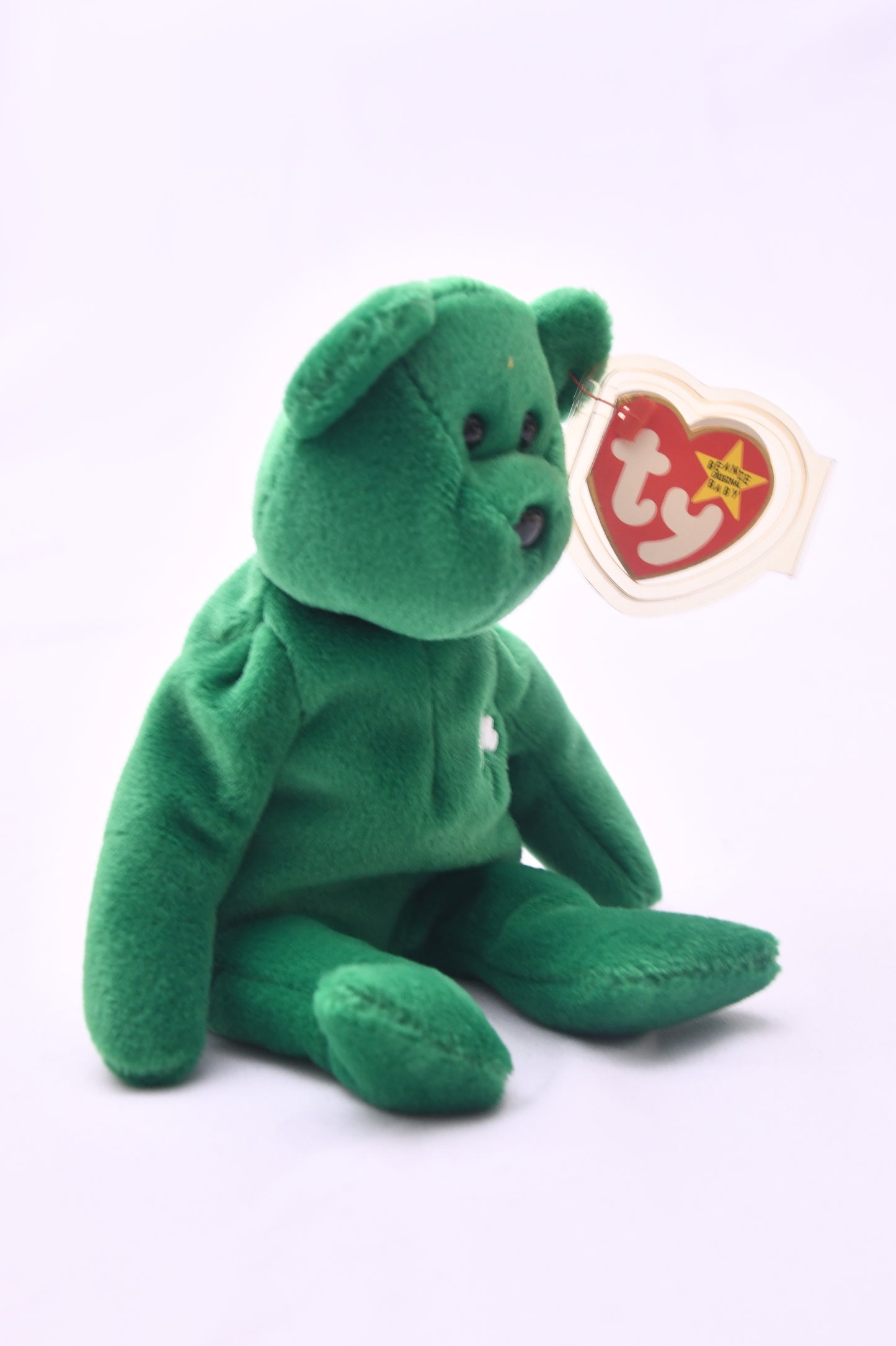 TY Beanie Baby Erin Green Bear Plush Shamrock St. Patrick's Day PVC Pellets NWT