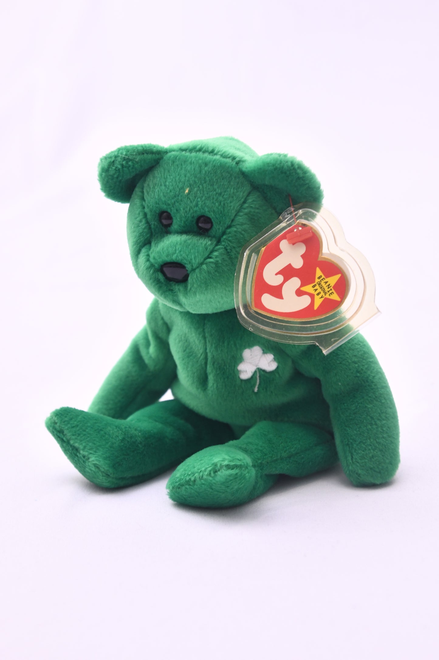 TY Beanie Baby Erin Green Bear Plush Shamrock St. Patrick's Day PVC Pellets NWT