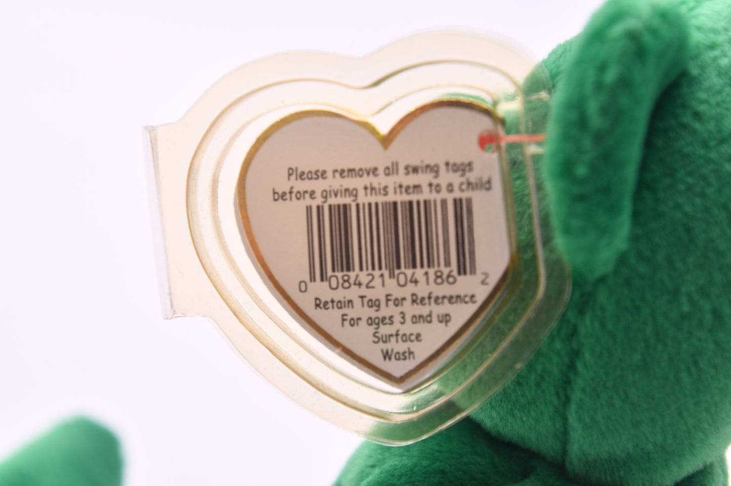 TY Beanie Baby Erin Green Bear Plush Shamrock St. Patrick's Day PVC Pellets NWT