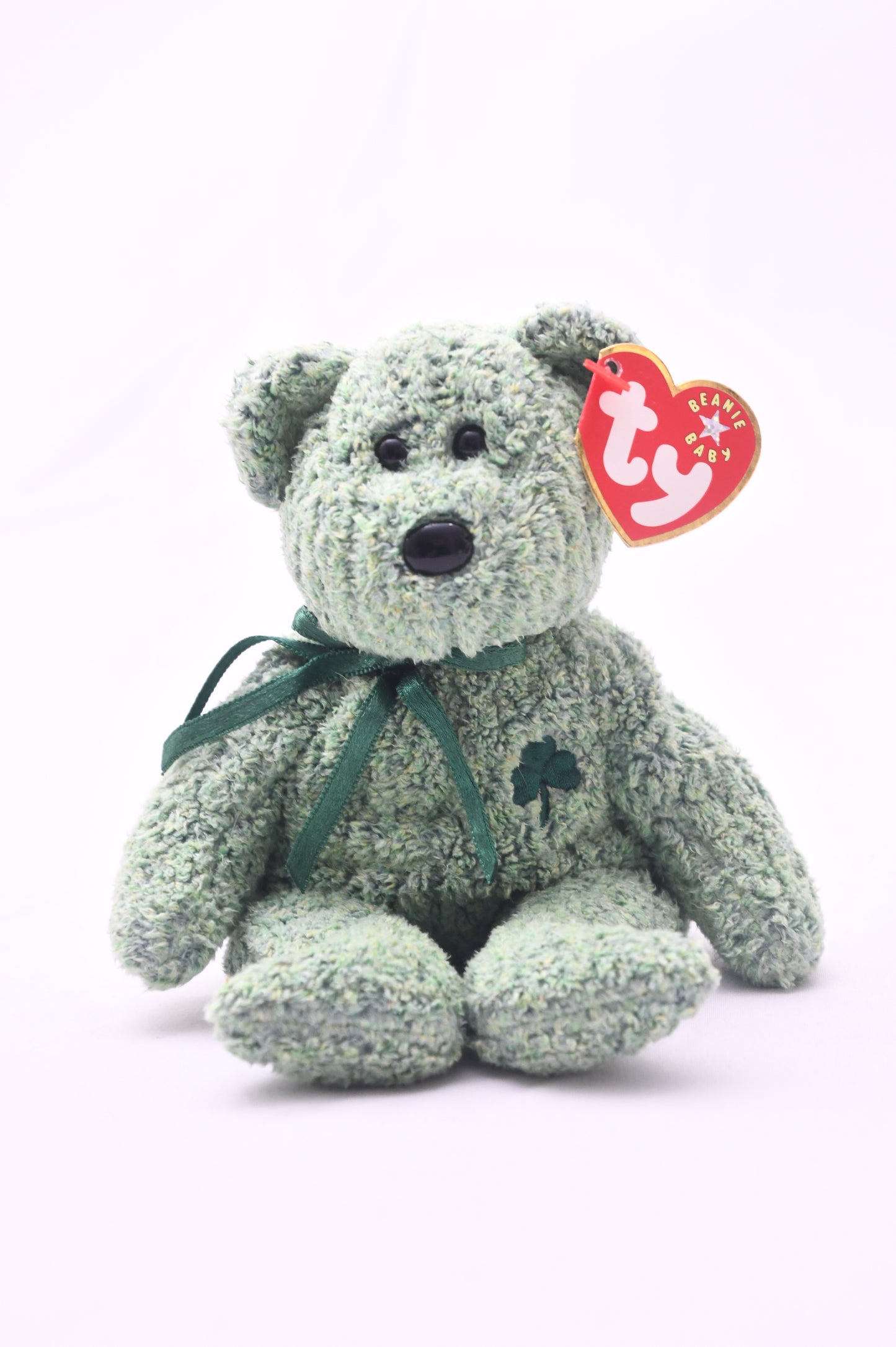 TY Beanie Baby Shamrock Bear 2000 Green Plush w/ Tag St Patrick's Day Clover NWT