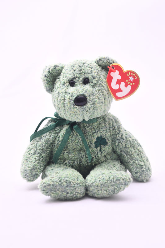 TY Beanie Baby Shamrock Bear 2000 Green Plush w/ Tag St Patrick's Day Clover NWT