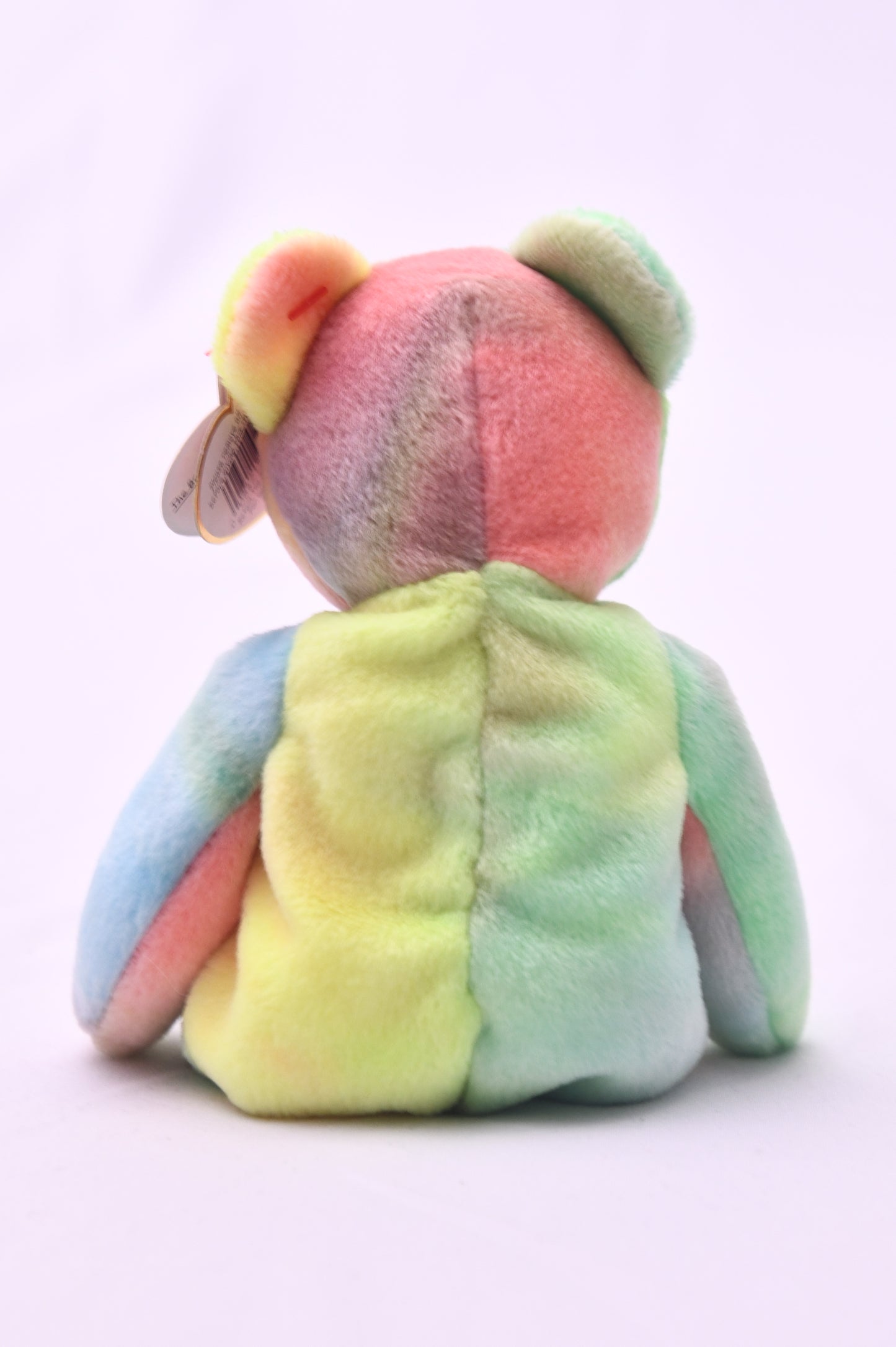 TY Beanie Baby Peace Bear Plush Pastel Tie Dye w/ Heart Tag Peace Symbol MWMT 8"