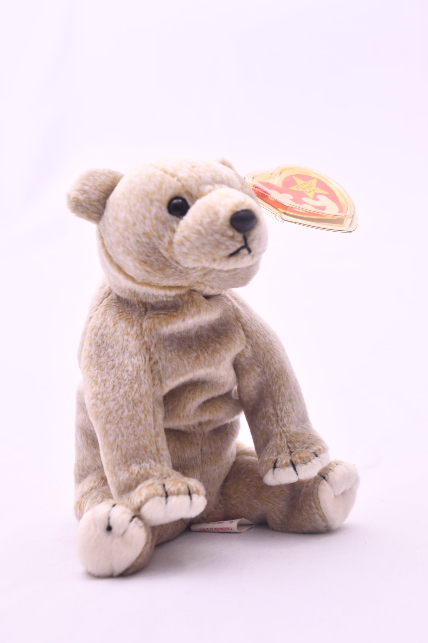 TY Beanie Baby Almond The Bear Plush Tan Stuffed Animal w/ Heart Tag 8" MWMT