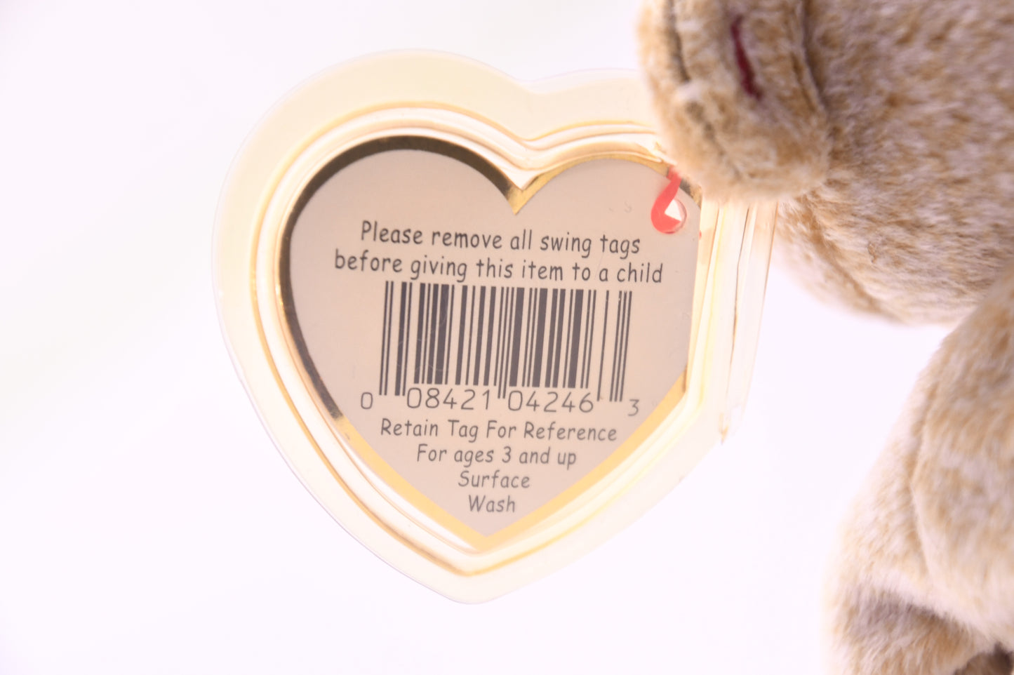 TY Beanie Baby Almond The Bear Plush Tan Stuffed Animal w/ Heart Tag 8" MWMT