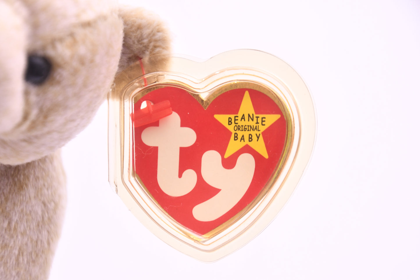 TY Beanie Baby Almond The Bear Plush Tan Stuffed Animal w/ Heart Tag 8" MWMT