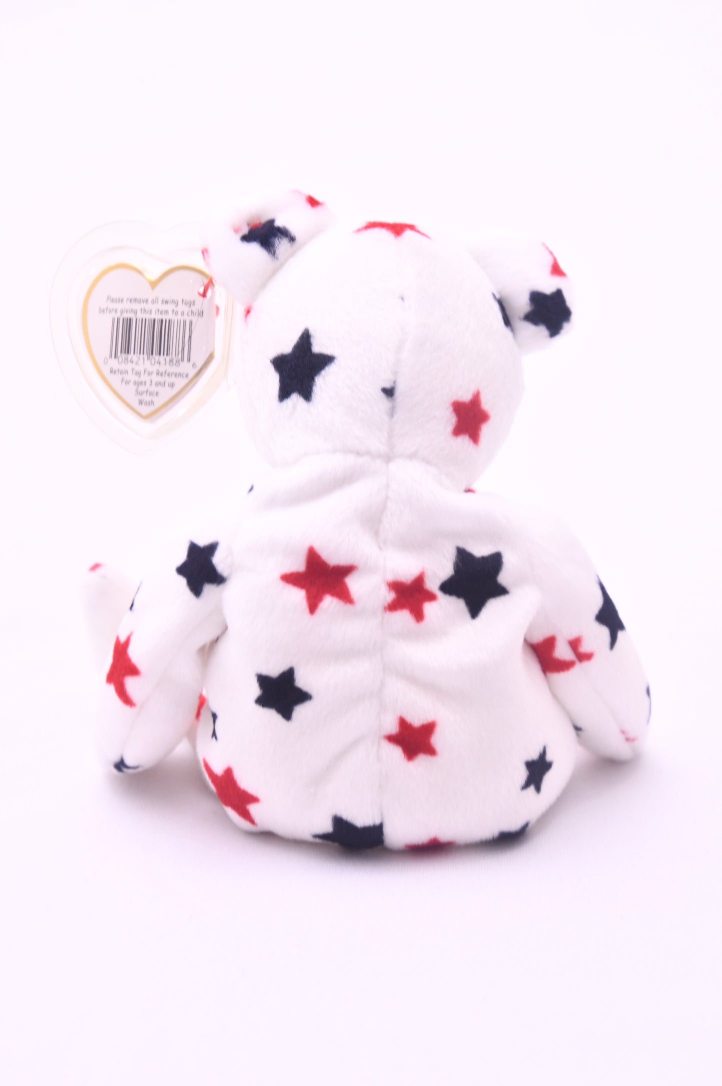 TY Beanie Baby Spangle Bear USA American Flag Stars Plush w/ Heart Tag MWMT 8"