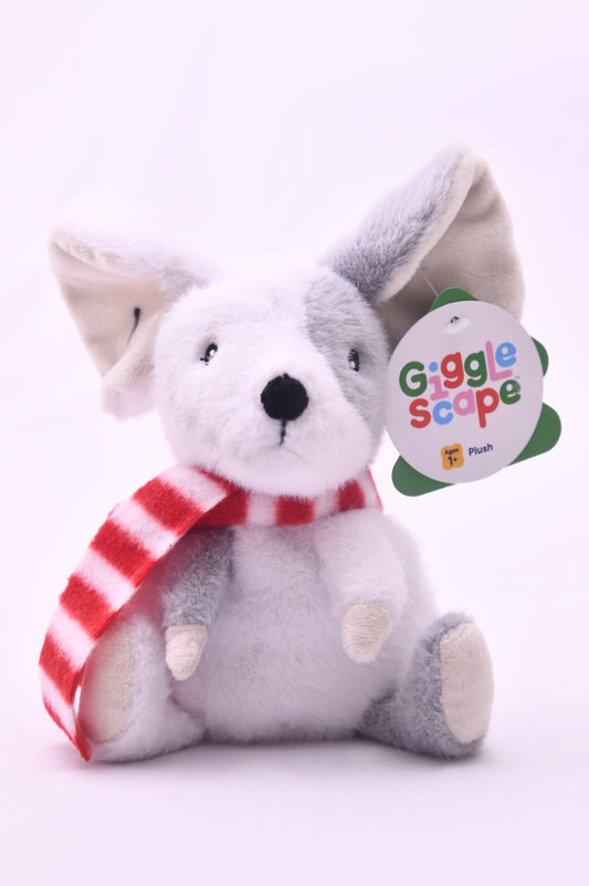 GiggleScape Gray Mouse Plush Stuffed Animal Red White Scarf Target NWT Soft Toy