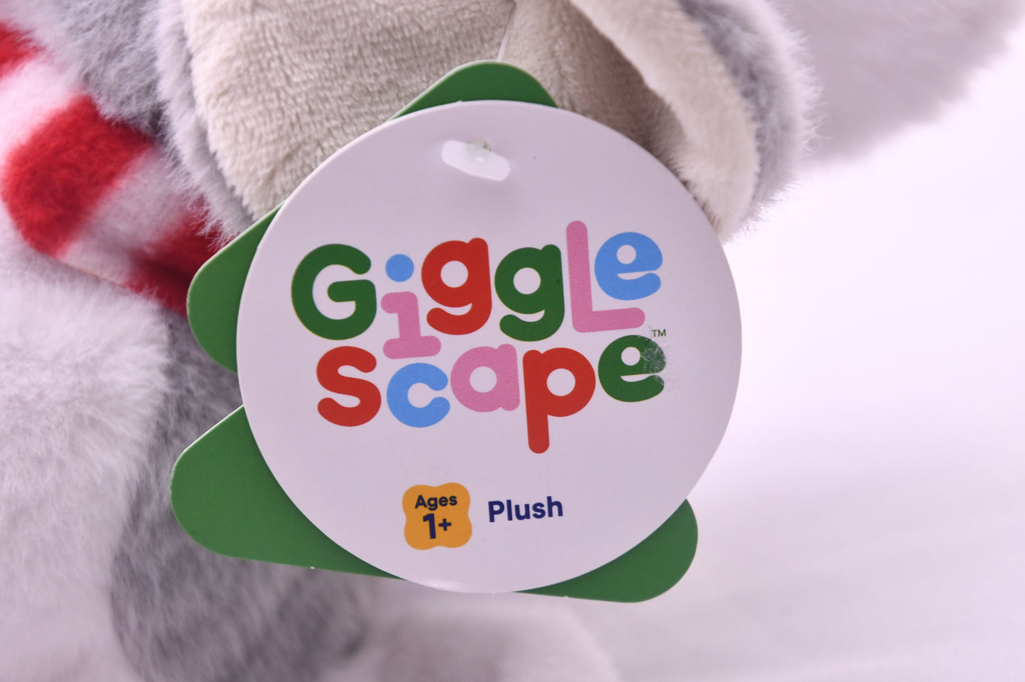 GiggleScape Gray Mouse Plush Stuffed Animal Red White Scarf Target NWT Soft Toy