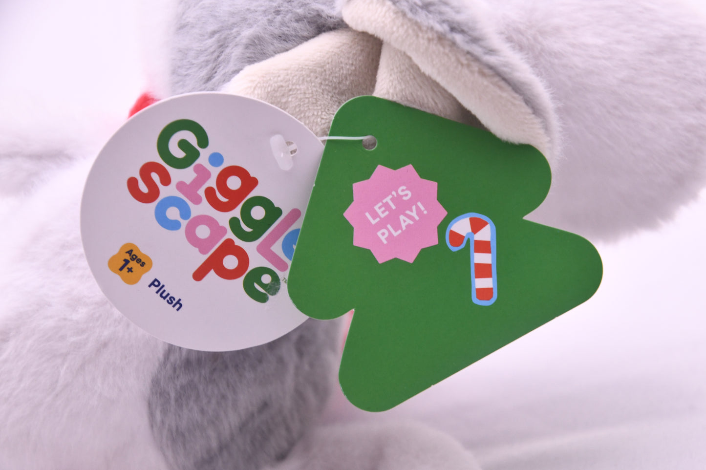 GiggleScape Gray Mouse Plush Stuffed Animal Red White Scarf Target NWT Soft Toy