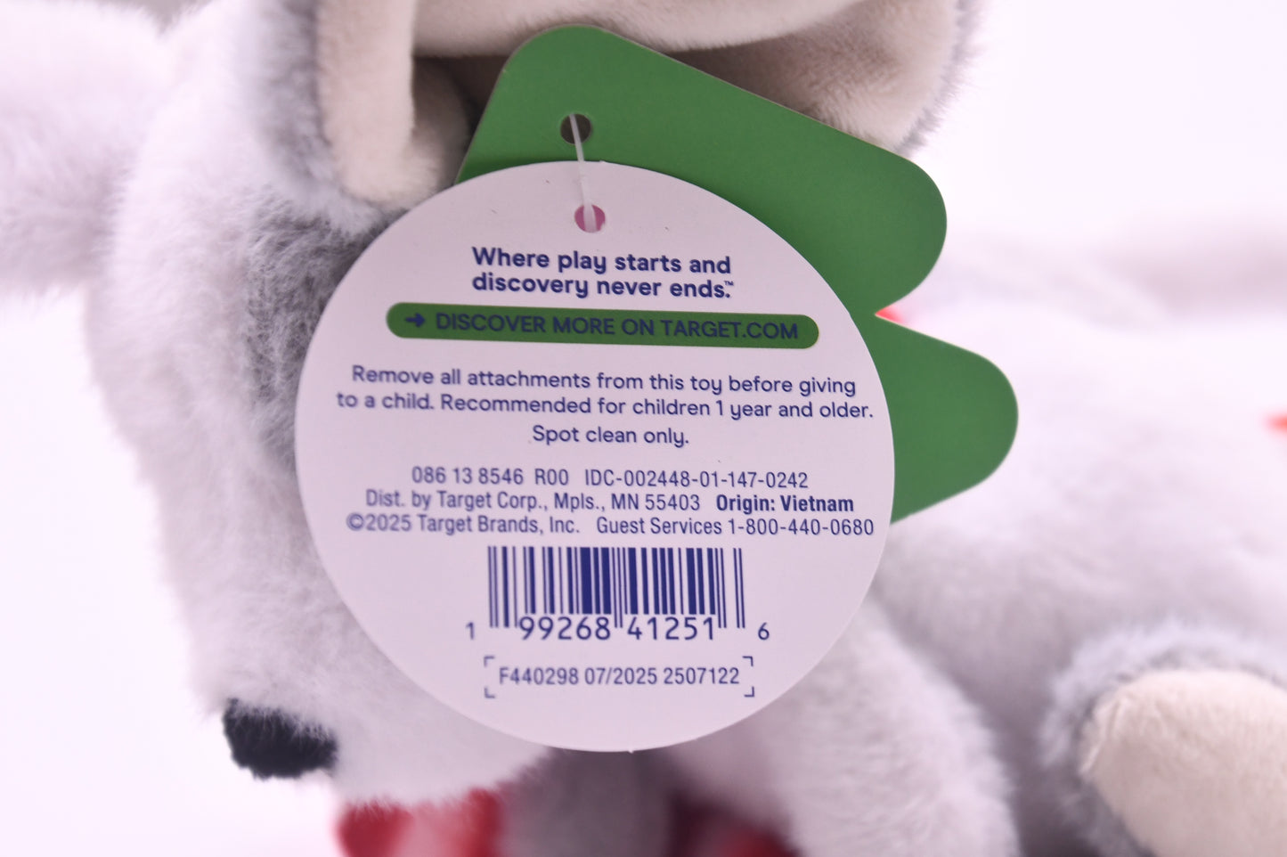 GiggleScape Gray Mouse Plush Stuffed Animal Red White Scarf Target NWT Soft Toy