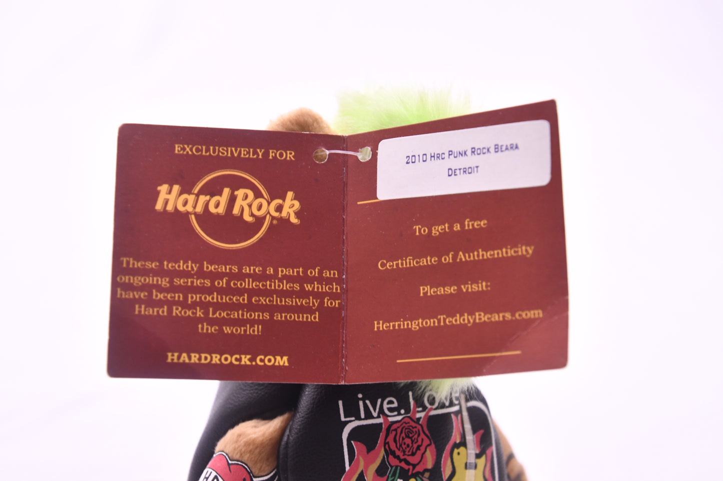 2010 Hard Rock Cafe Detroit Punk Rock Bear HTB Herrington Teddy Plush NWT Collectible  (80 characters)