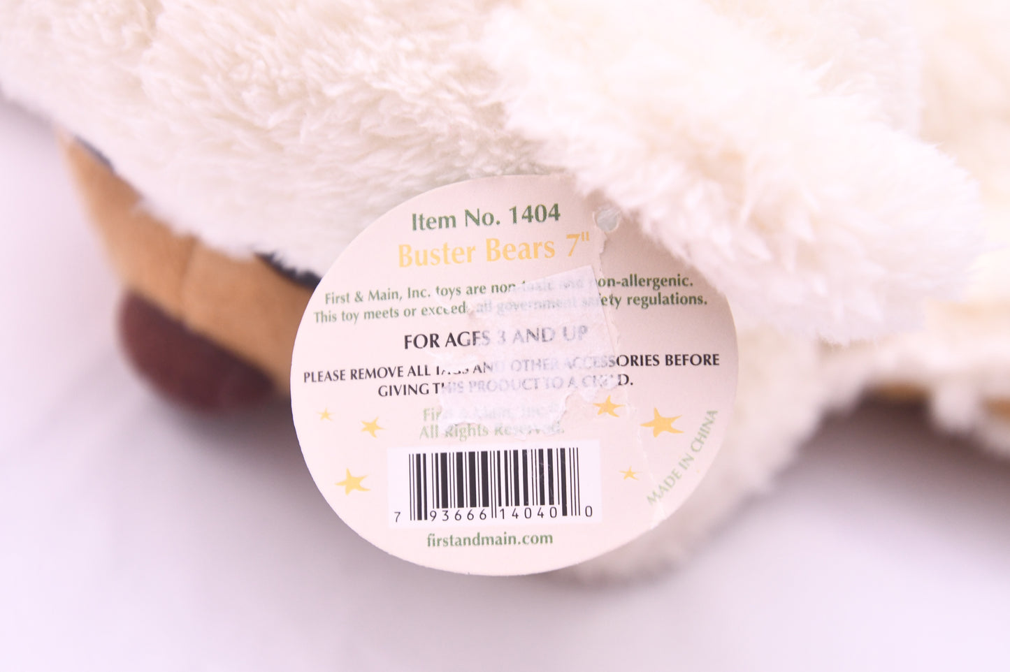 First & Main Buster Bear 7" Plush Stuffed Animal Cream Teddy Bear w/ Hang Tag