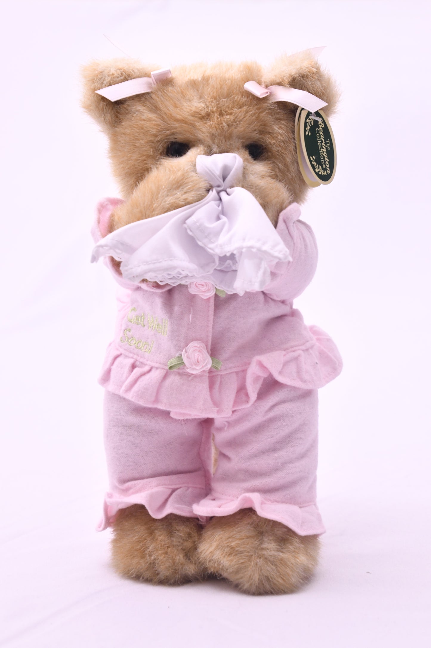 The Bearington Collection Get Well Soon Teddy Bear Plush Pink Pajamas NWT Gift