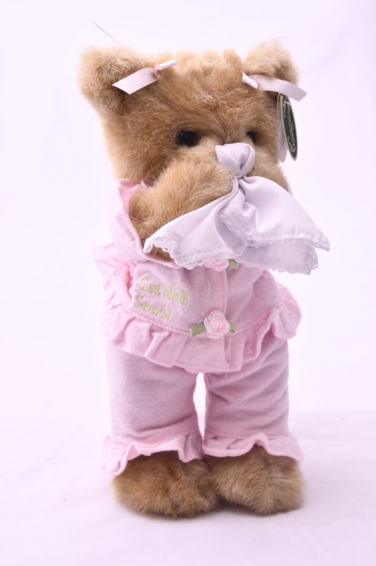 The Bearington Collection Get Well Soon Teddy Bear Plush Pink Pajamas NWT Gift