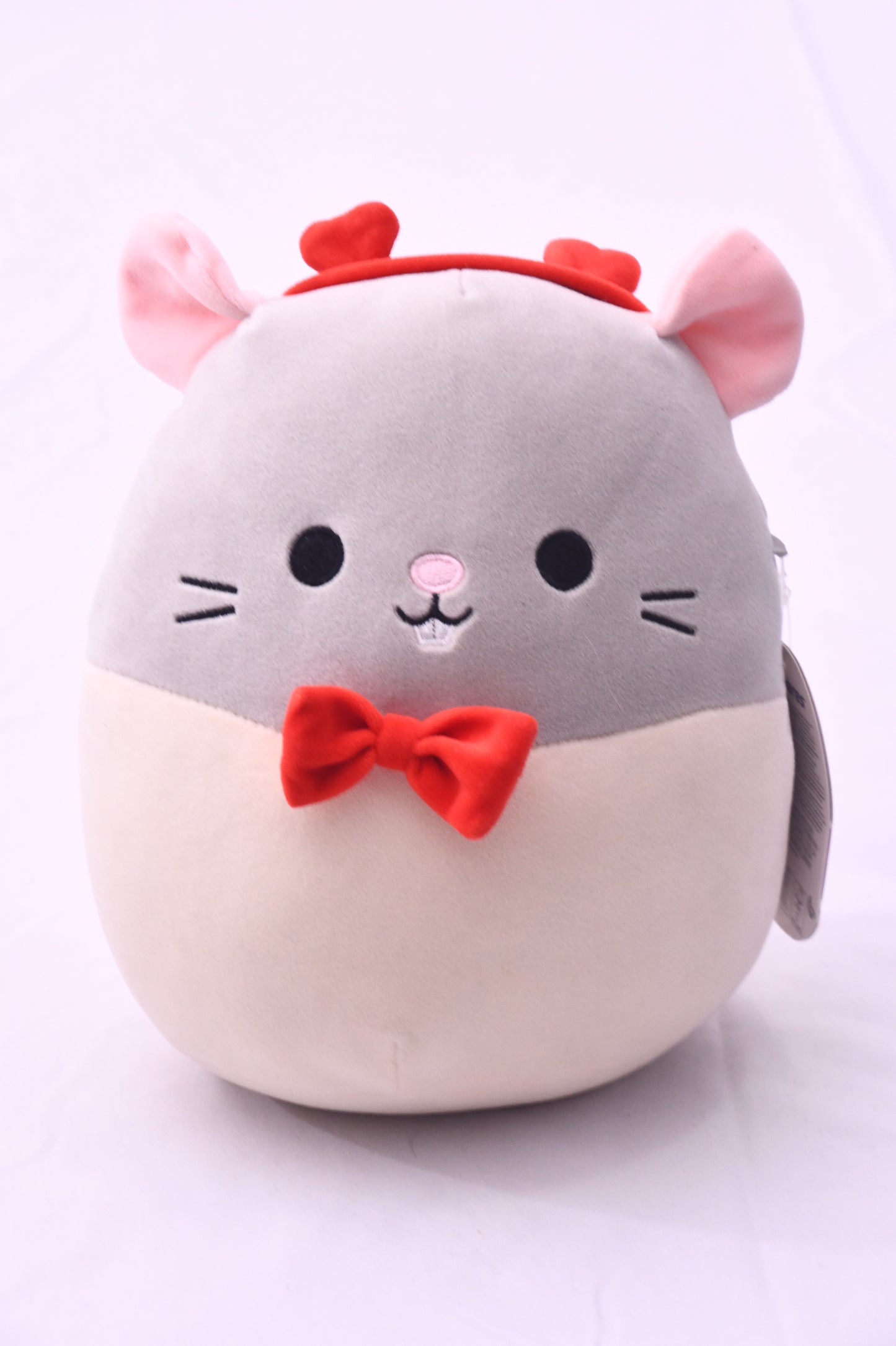 Squishmallows Rusty Mouse Plush Gray White Red Bow Valentine's Day NWT Jazwares