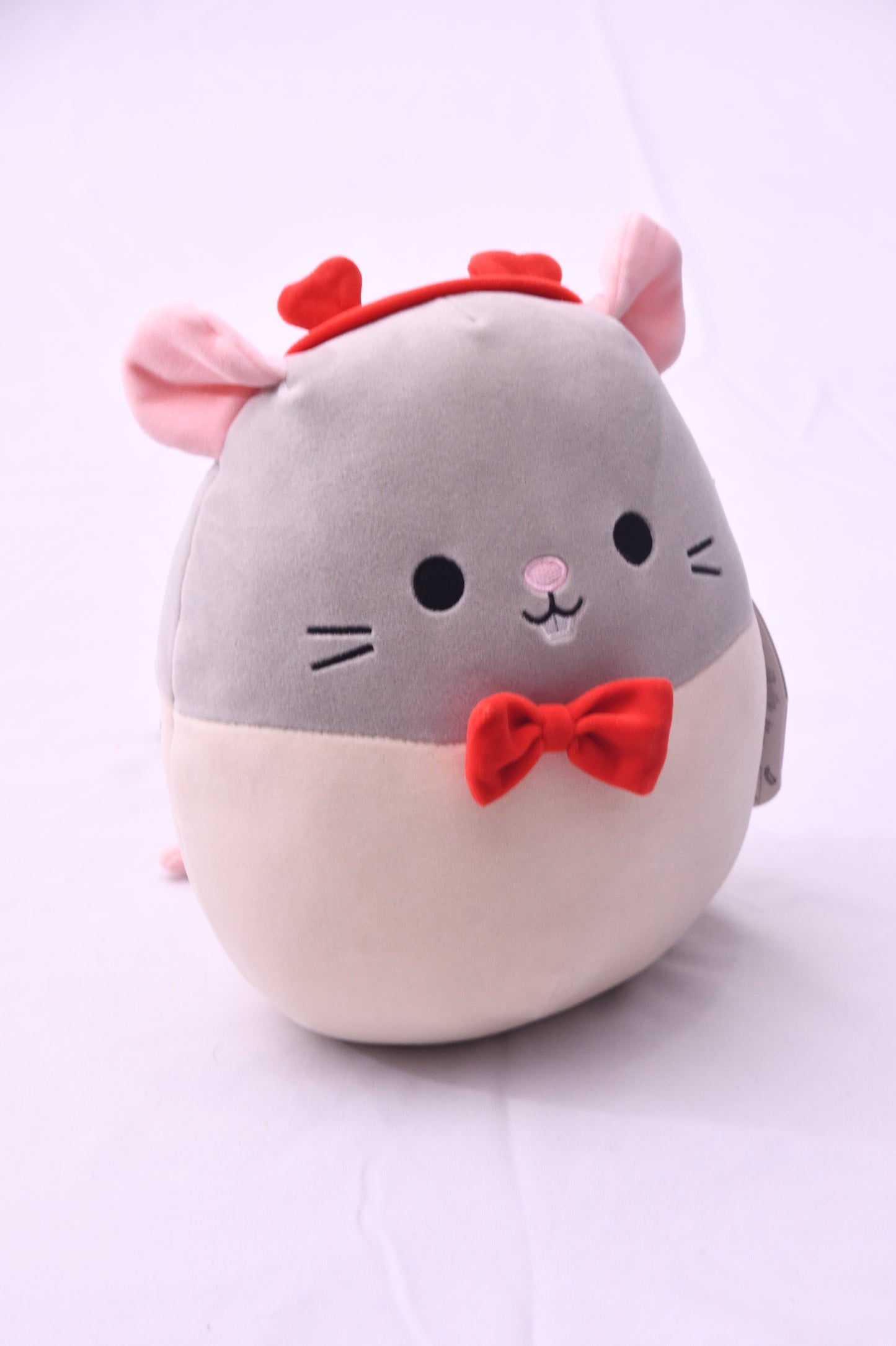 Squishmallows Rusty Mouse Plush Gray White Red Bow Valentine's Day NWT Jazwares