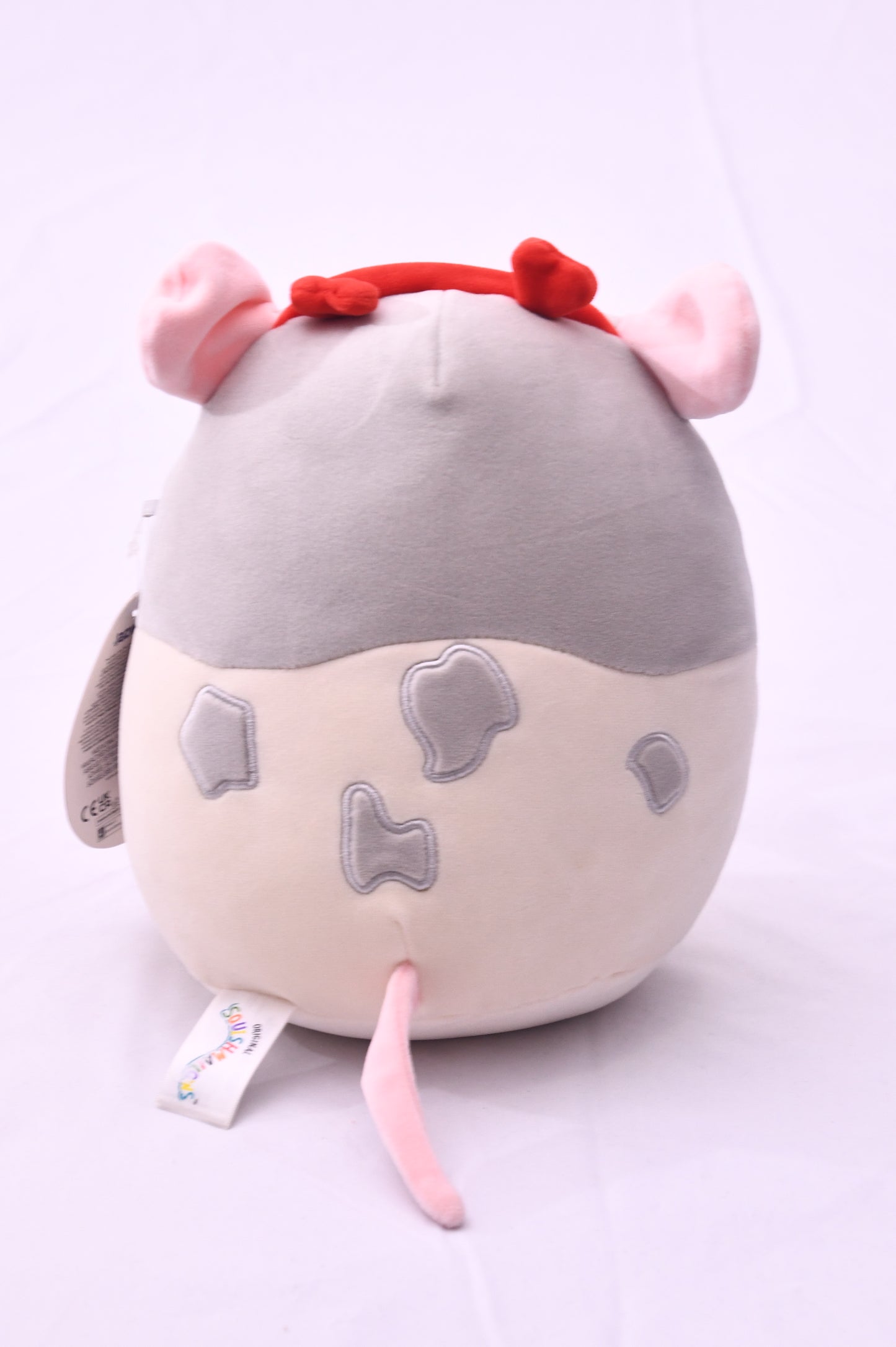 Squishmallows Rusty Mouse Plush Gray White Red Bow Valentine's Day NWT Jazwares