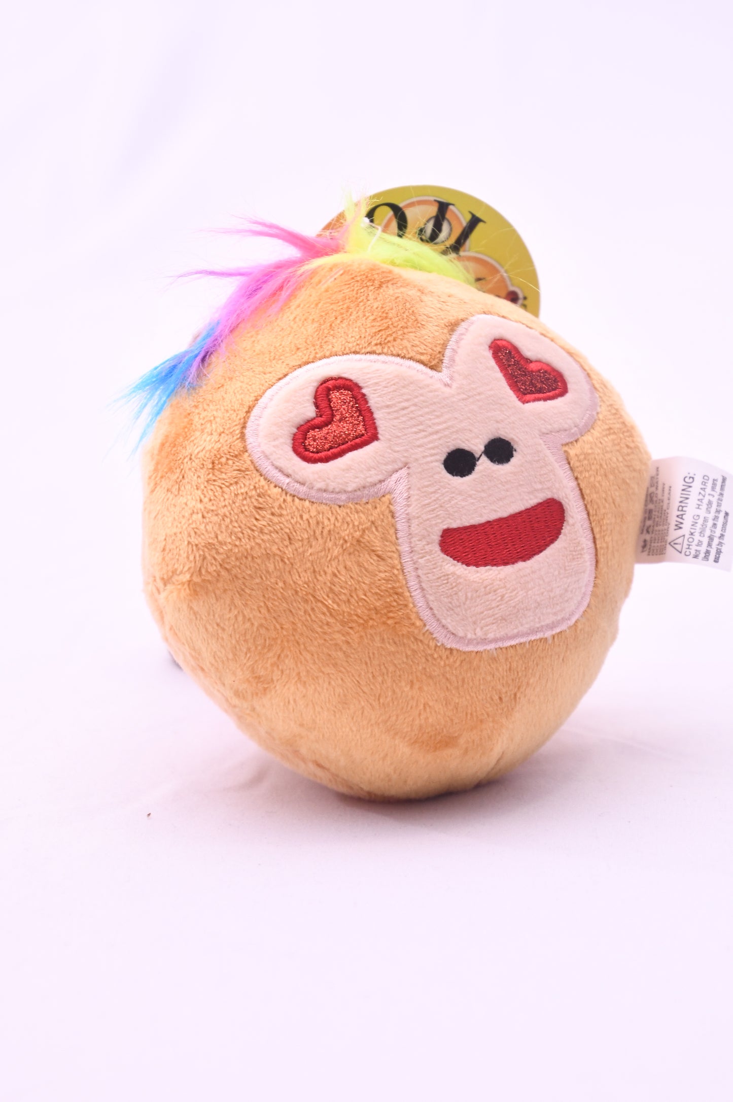 Emoji Movie Heart Eyes Monkey Plush Ball Toy Rainbow Hair NWT Collectible 5"